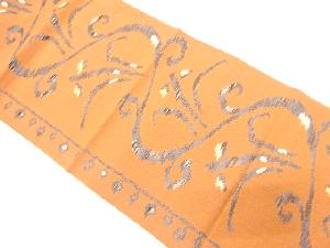 アンティーク　花唐草模様織り出し名古屋帯（着用可）